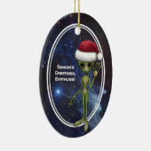 Little Green Man Alien Space Weihnachten Keramik Ornament (Rechts)