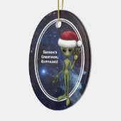 Little Green Man Alien Space Weihnachten Keramik Ornament (Links)
