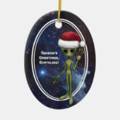 Little Green Man Alien Space Weihnachten Keramik Ornament (Vorne)