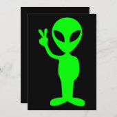 Little Green Man Einladung (Vorne/Hinten)