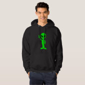 Little Green Man on Black Hoodie (Vorne ganz)