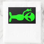 Little Green Man Rechteckiger Aufkleber (Tasche)