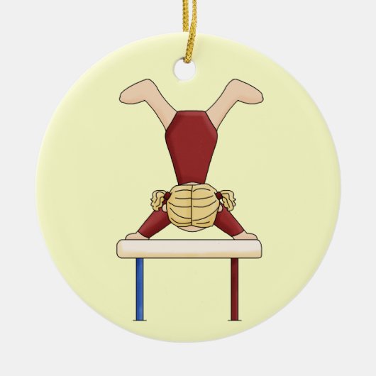 Little Gymnast auf Balancebrahl Keramik Ornament (Vorne)