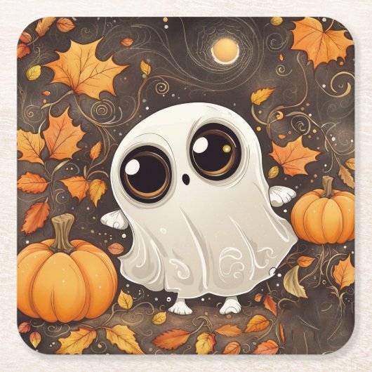 Little Halloween Ghost Rechteckiger Pappuntersetzer (Vorderseite)