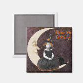 Little Halloween Hexe Magnet (Vorderseite/Rückseite)