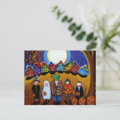 Little Halloween Kids Folk Art Postcard Postkarte (Stehend Vorderseite)