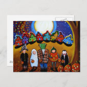 Little Halloween Kids Folk Art Postcard Postkarte (Vorne/Hinten)