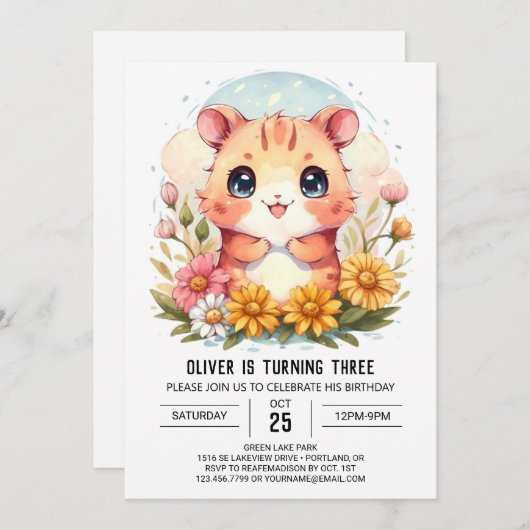 Little Hamster Magic Birthday Einladung (Vorne/Hinten)