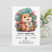 Little Hamster Printable Birthday Einladung (Stehend Vorderseite)