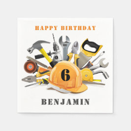Little Handyman Boy Birthday Party Paper Napkin Serviette