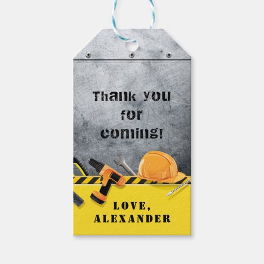 Little Handyman Under Construction Boy Geschenkanhänger (Vorderseite)