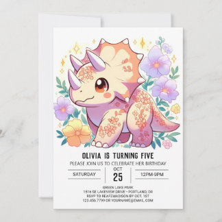 Little Happy Dinosaur Digital Geburtstag Einladung