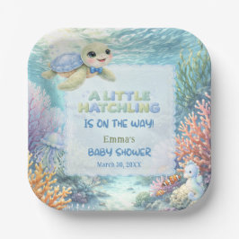 Little Hatchling Sea Turtle Ocean Baby Shower Pappteller