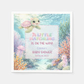 Little Hatchling Sea Turtle Ocean Pink Baby Shower Serviette (Vorderseite)