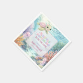 Little Hatchling Sea Turtle Ocean Pink Baby Shower Serviette (Ecke)