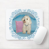 Little Havanese auf Türkis Sofa Mousepad (Mit Mouse)
