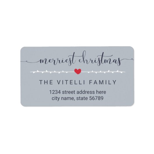 Little Heart Merriest Christmas Address Labels Adressaufkleber (Vorne)