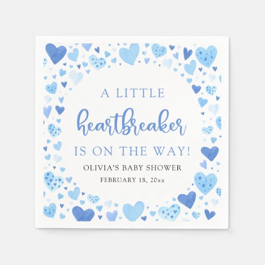 Little Heartbreaker Blue Valentine Baby Dusche Serviette (Vorderseite)