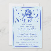 Little Heartbreaker Valentines Boy 1st Birthday Einladung (Vorderseite)