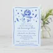 Little Heartbreaker Valentines Boy 1st Birthday Einladung (Stehend Vorderseite)