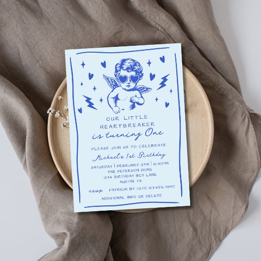 Little Heartbreaker Valentines Boy 1st Birthday Einladung