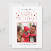 Little Hearts Calligraphy Valentine Day Foto Card (Vorderseite)