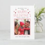 Little Hearts Calligraphy Valentine Day Foto Card (Stehend Vorderseite)
