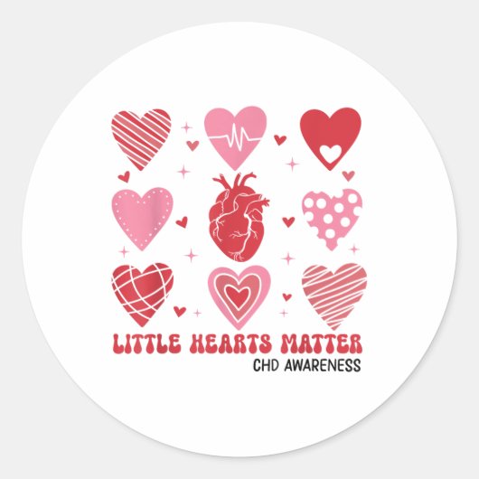 Little Hearts Chd Awareness Heart Anatomy Valentin Runder Aufkleber (Vorderseite)
