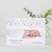 Little Hearts Foto Geburtsankündigung Ankündigung (Stehend Vorderseite)