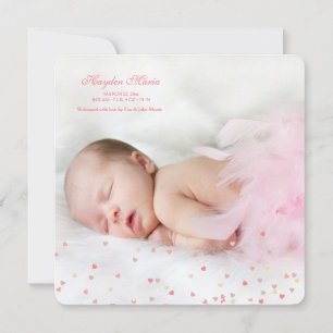 Little Hearts Girl Foto Geburtserklärung Ankündigung
