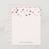 Little Hearts Stationery - Aquamarin Mitteilungskarte (Vorne/Hinten)