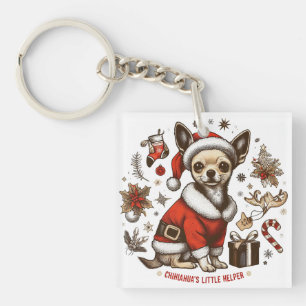 Little Helper - Vintag Chihuahua Weihnachten Schlüsselanhänger