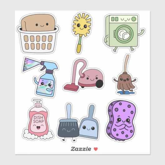 🧼 Little Helpers: Housecleaning Sticker Set (Blatt)