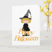 Little Hexe Happy Halloween Karte (Gelbe Blume)