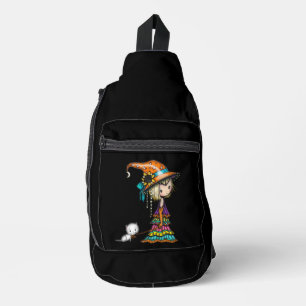 Little Hexe und Weiße Katze Druckbeutel schneiden  Crossbody Bag