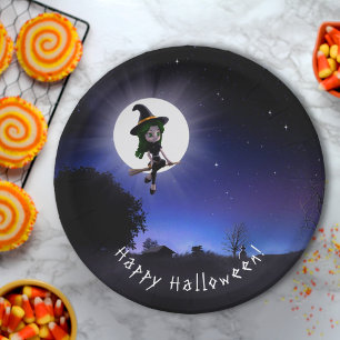 Little Hexe Vollmond Night Happy Halloween Party Pappteller