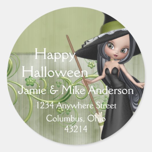 Little Hexengestein Halloween-Fall-Rücksendeadress Runder Aufkleber (Vorderseite)