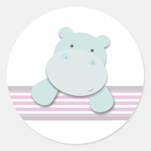 Little Hippo {Pink} | Aufkleber (Vorderseite)