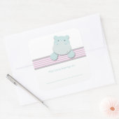 Little Hippo {Pink} | BUCHZEICHEN Quadratischer Aufkleber (Umschlag)