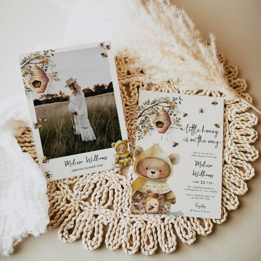 Little Honey Bear Foto Baby Shower Einladung