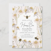 Little Honey Bee Chamomile Boho Pink Geburtstag Einladung (Vorderseite)