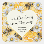 Little Honey Bee Comb Daisy Spring Baby Shower Quadratischer Aufkleber (Vorderseite)