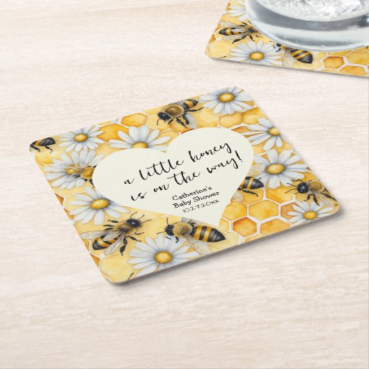 Little Honey Bee Comb Daisy Spring Baby Shower Rechteckiger Pappuntersetzer (angewinkelt)