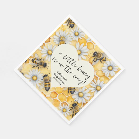 Little Honey Bee Comb Daisy Spring Baby Shower Serviette (Ecke)