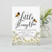 Little Honey Bee Daisy Birthday Einladung (Stehend Vorderseite)
