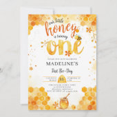 Little Honey Bee Day Cute Watercolor 1st Birthday Einladung (Vorderseite)