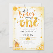 Little Honey Bee Day Watercolor Cute 1st Birthday Einladung (Vorderseite)
