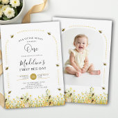 Little Honey Bee-Day Wildflower Photo 1st Birthday Einladung