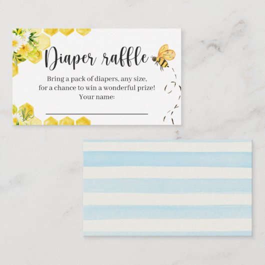 Little Honey Bee Diaper Raffle Card Begleitkarte (Vorne/Hinten)