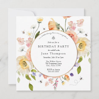 Little Honey Bee Flora; Girl Birthday Einladung